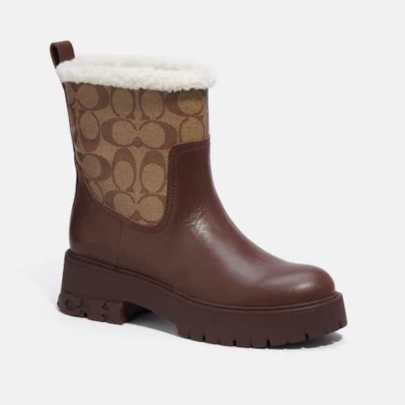 Coach Women's Raina Boot In Signature Jacquard - Colour: Walnut Brown - Size: 7 - Picture 1 of 4